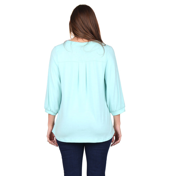 3/4 Sleeve Stand Collar Tunic