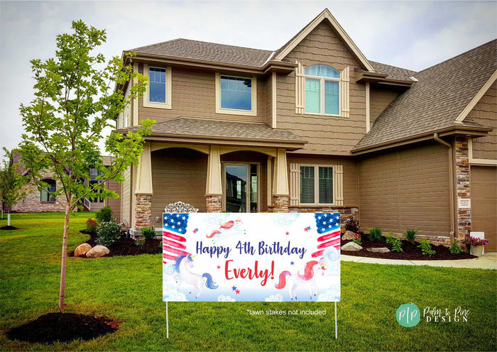 4th of July Unicorn Birthday Banner