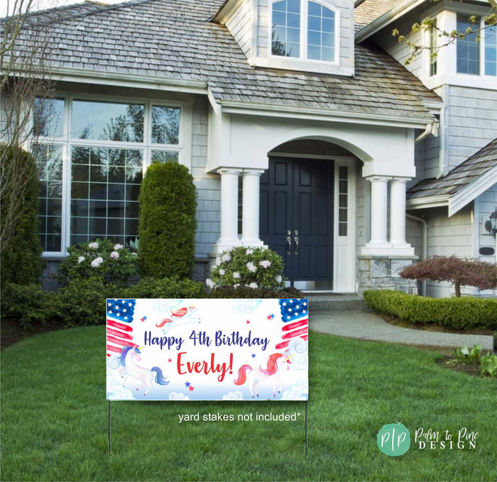 4th of July Unicorn Birthday Banner