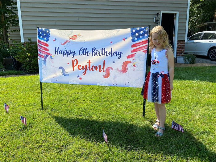 4th of July Unicorn Birthday Banner