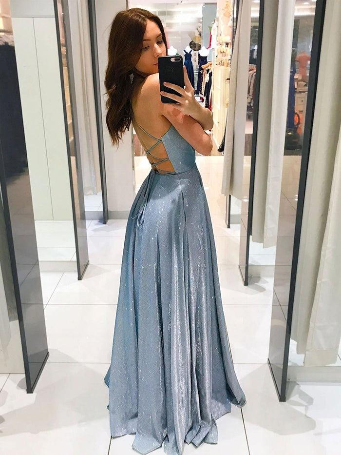 A Line V Neck Burgundy Blue Champagne Long Prom Dresses, V Neck Wine Red Blue Champagne Formal Evening Dresses