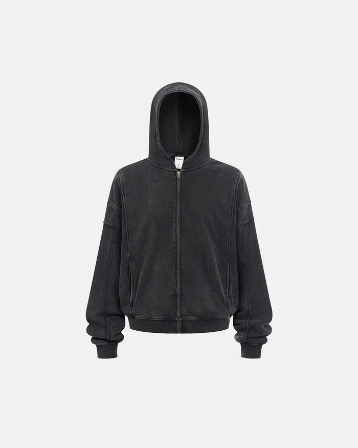 Acid Wash Stitching Zip Up Hoodies | Inflation Streetwear