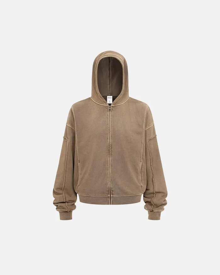 Acid Wash Stitching Zip Up Hoodies | Inflation Streetwear