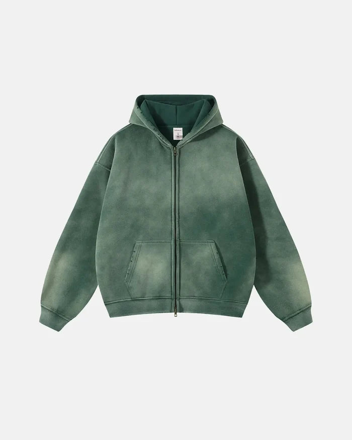 Acid Washed Zip Up Hoodies | Inflation Streetwear