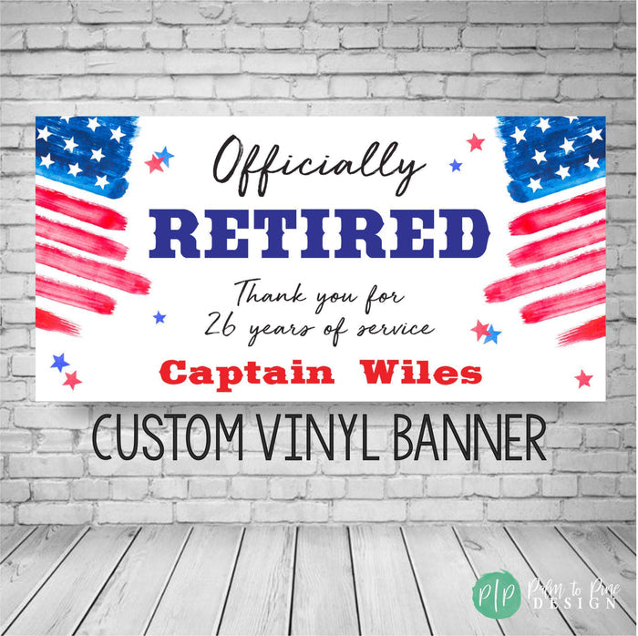 officially retired military all branches banner with red white and blue coloring