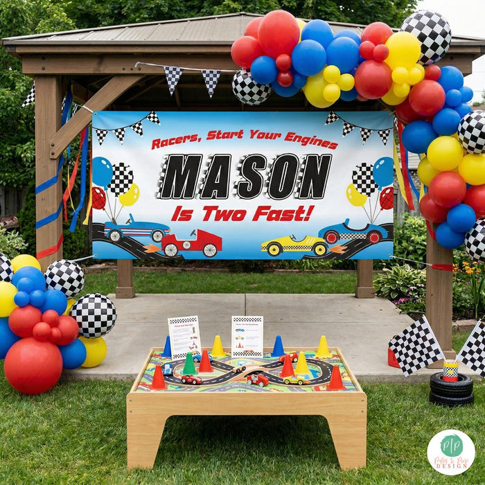 Any Age Racecar Birthday Banner