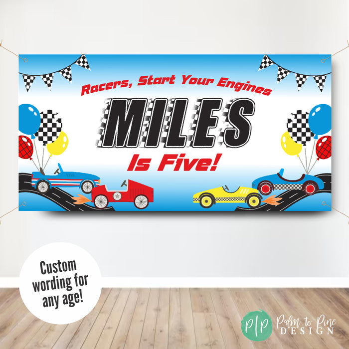 Any Age Racecar Birthday Banner