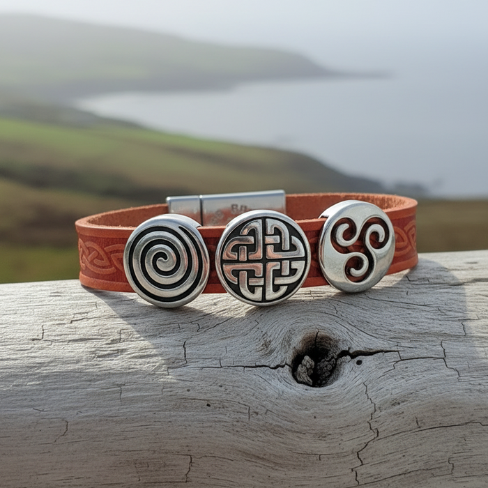 Celtic Leather Red Aoife Cuff Bracelet
