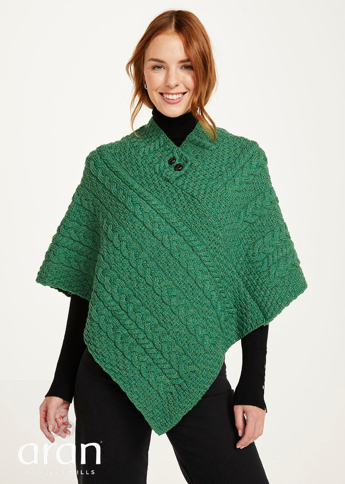 Aran Poncho | Green