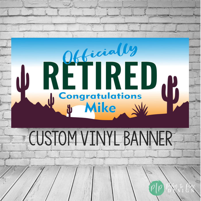 Arizona Desert Sunset Personalized Retirement Banner