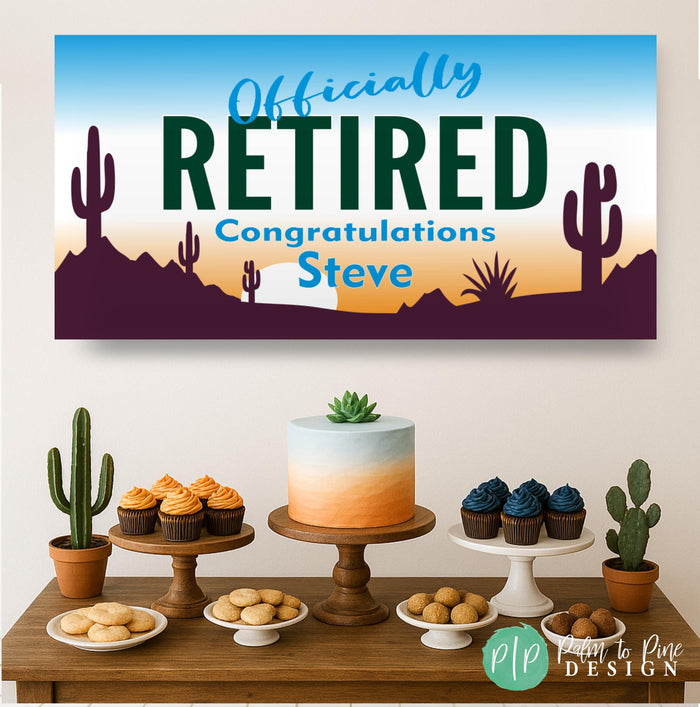 Arizona Desert Sunset Personalized Retirement Banner
