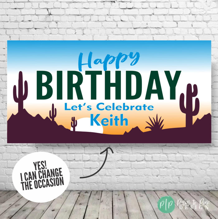 Arizona Desert Sunset Personalized Retirement Banner