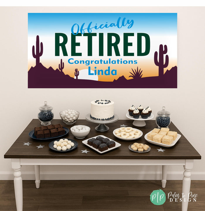 Arizona Desert Sunset Personalized Retirement Banner
