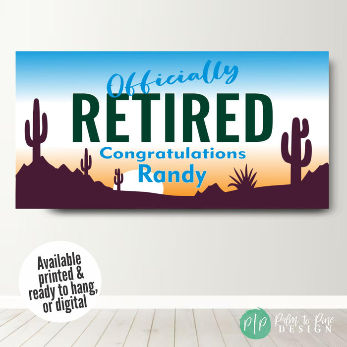 Arizona Desert Sunset Personalized Retirement Banner
