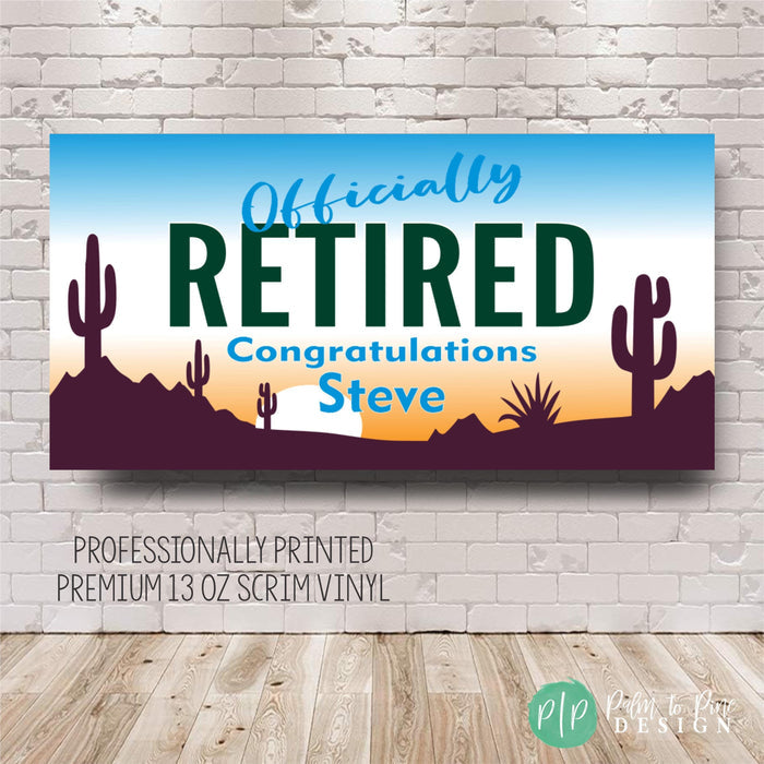 Arizona Desert Sunset Personalized Retirement Banner