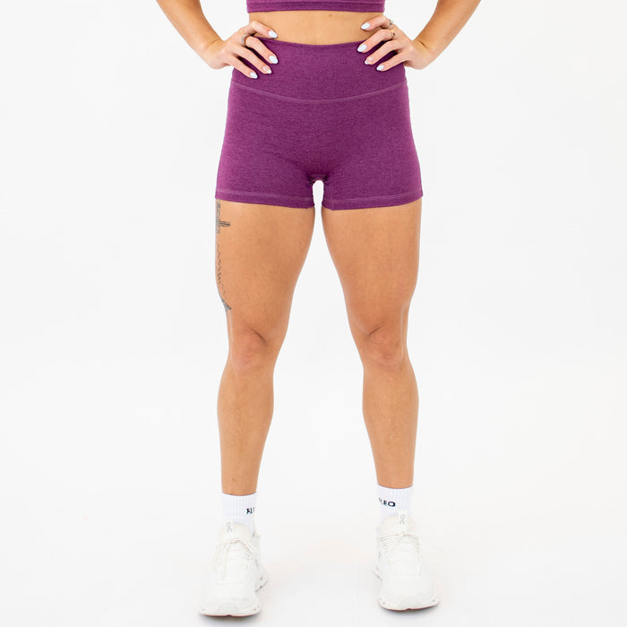 Heather Grape Kiss No Front Seam High Rise Spandex Shorts