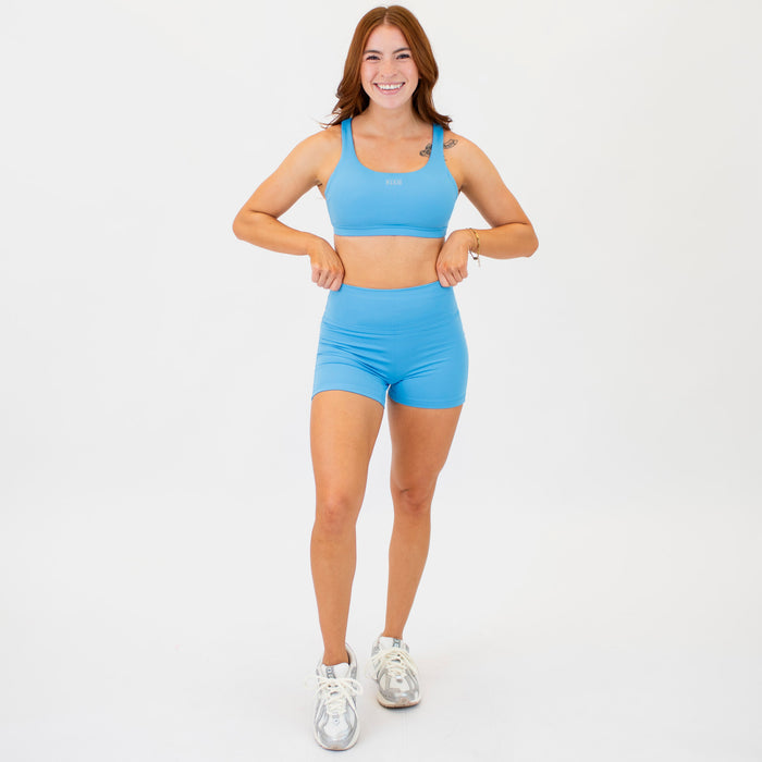 Azure No Front Seam High Rise Spandex Shorts