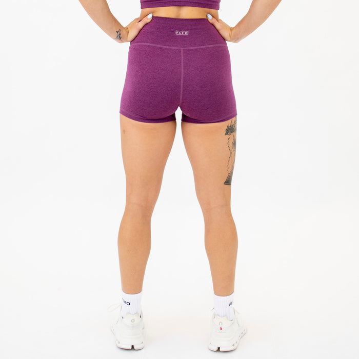 Heather Grape Kiss No Front Seam High Rise Spandex Shorts