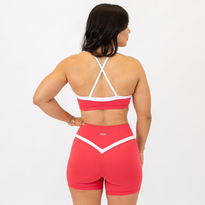Watermelon + White Austin Sports Bra - Medium Support by FLEO - 2
