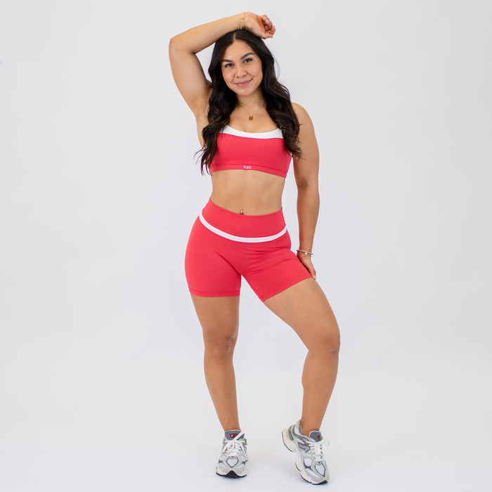 Watermelon + White Austin Sports Bra - Medium Support by FLEO - 3