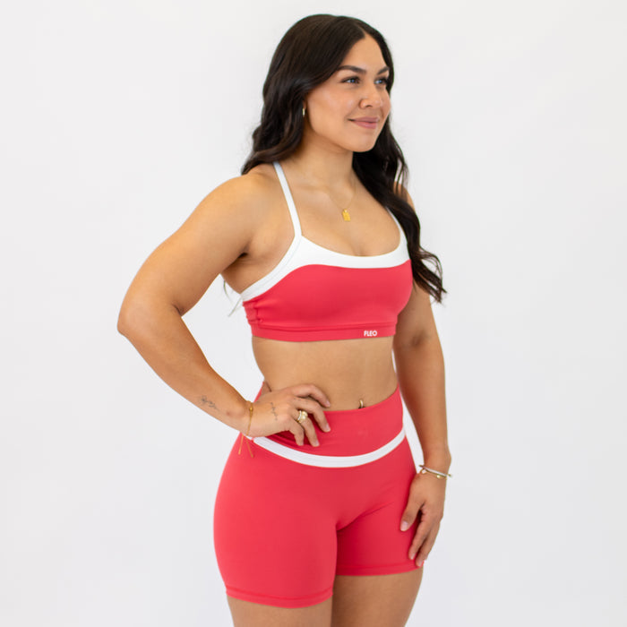 Watermelon + White Austin Sports Bra - Medium Support by FLEO - 4
