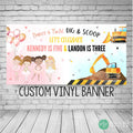 dance and twirl, dig and scoop joint birthday party banner