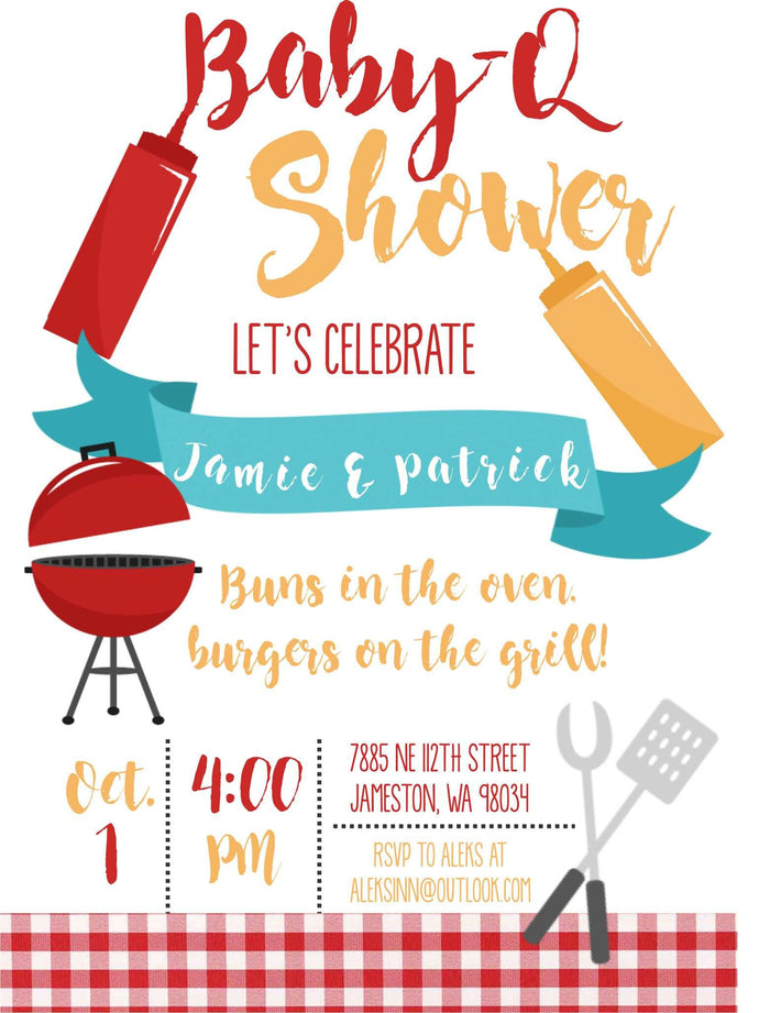 Personalized BBQ invitation baby
