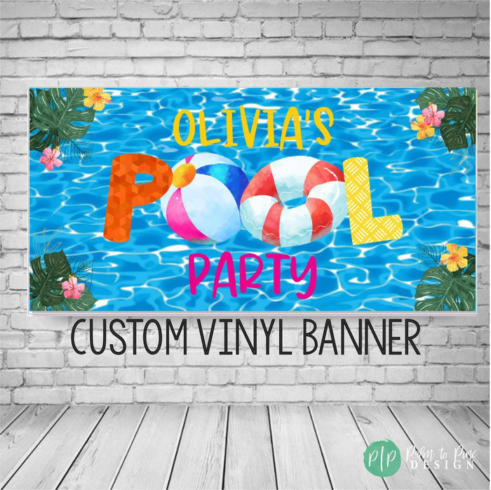 Beach Ball Splash Pool Party Birthday Banner
