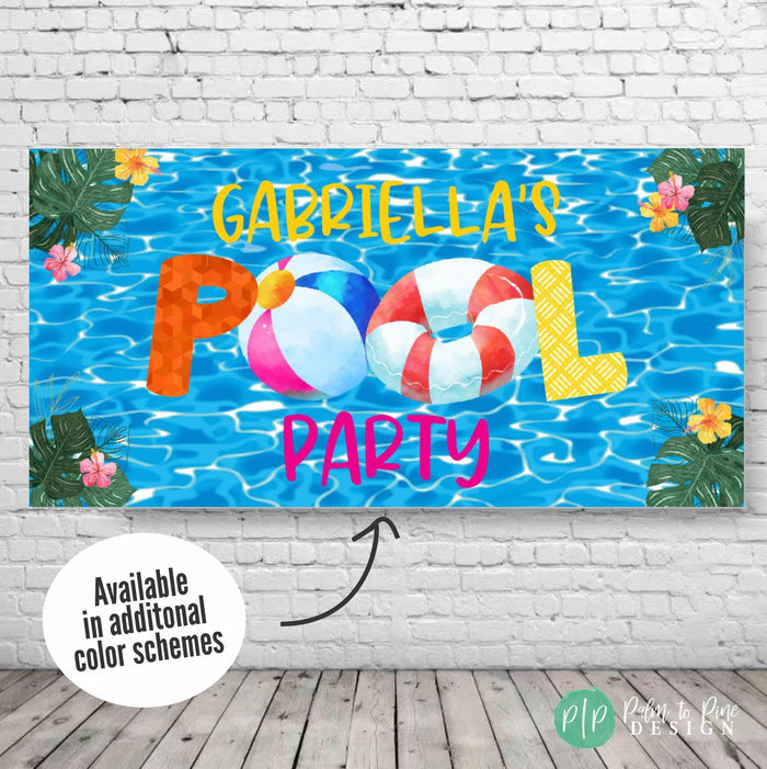 Beach Ball Splash Pool Party Birthday Banner
