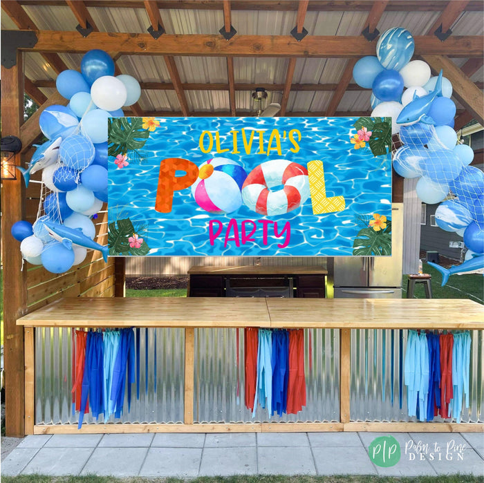 Beach Ball Splash Pool Party Birthday Banner