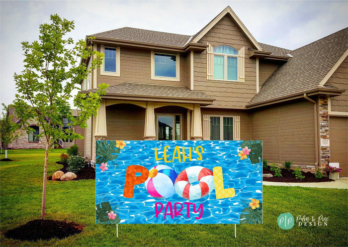 Beach Ball Splash Pool Party Birthday Banner