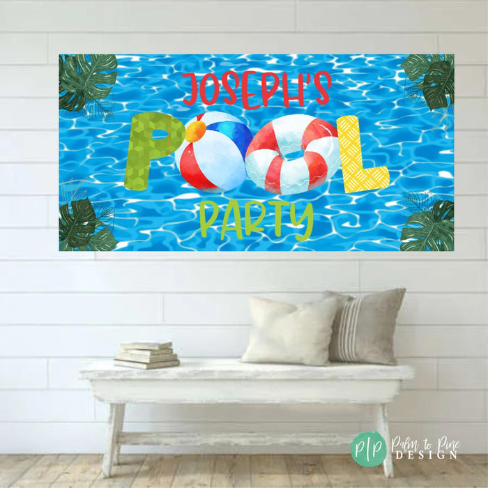 Beach Ball Splash Pool Party Birthday Banner