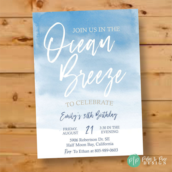 Personalized Beach birthday invite