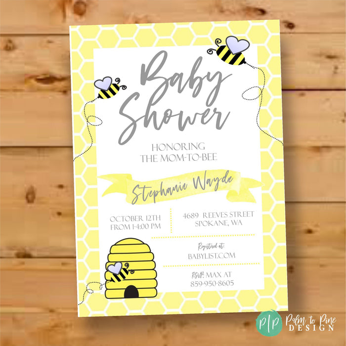 Personalized Bee baby shower invites