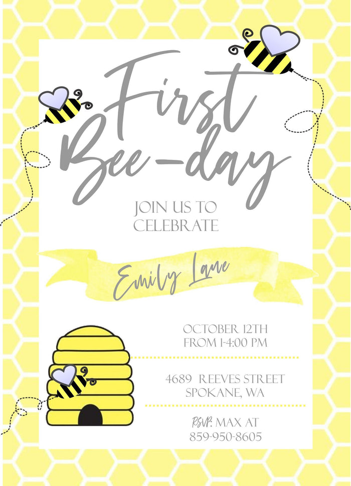 Personalized Bee baby shower invites