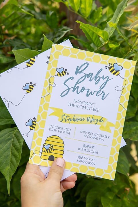 Personalized Bee baby shower invites