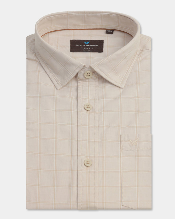 Beige Check Shirt - Nipon