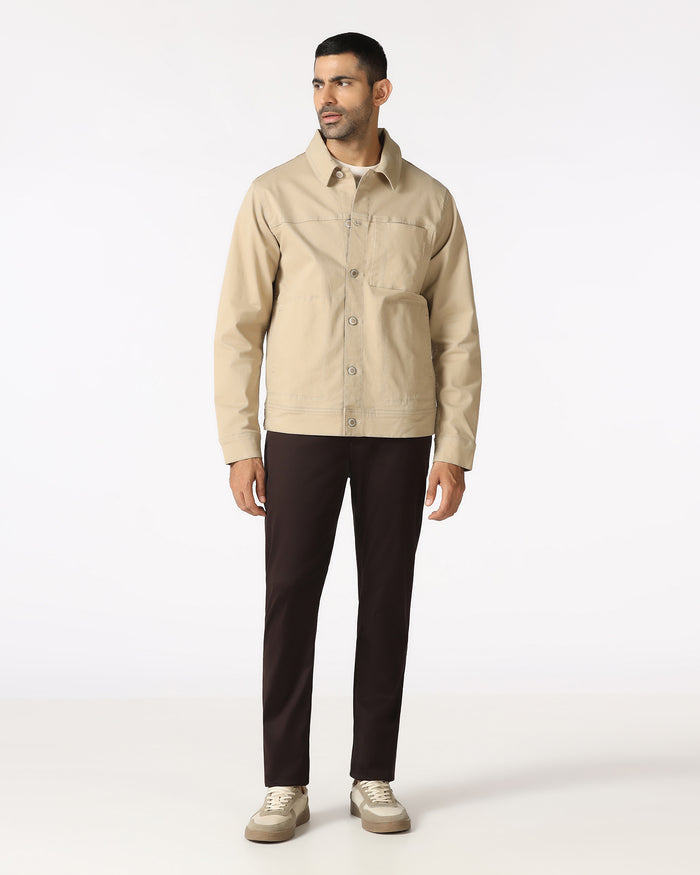 Beige Denim Trucker Jacket - Avila