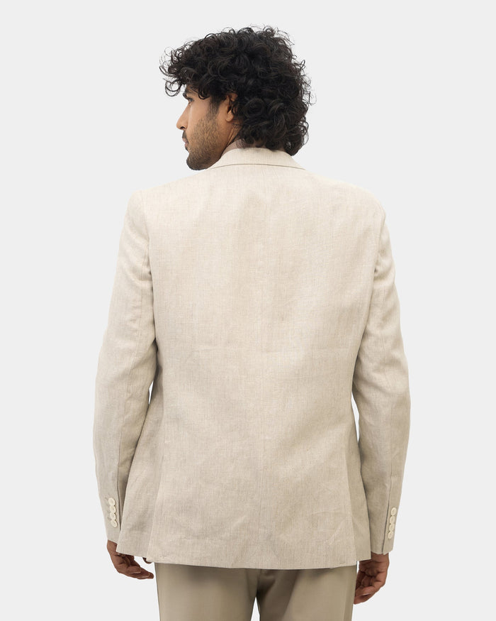 Beige Solid Blazer - Tanaka