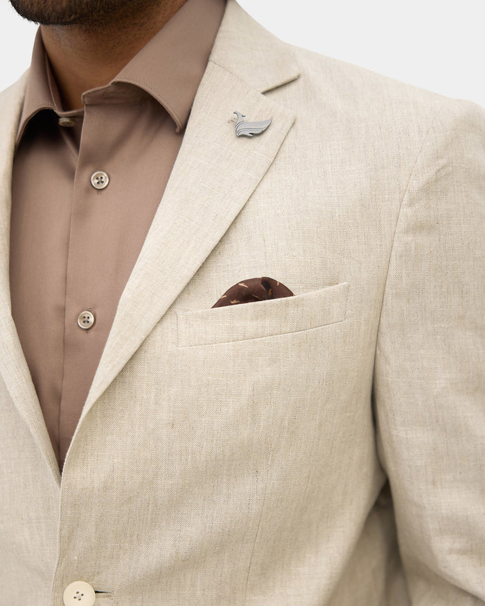 Beige Solid Blazer - Tanaka