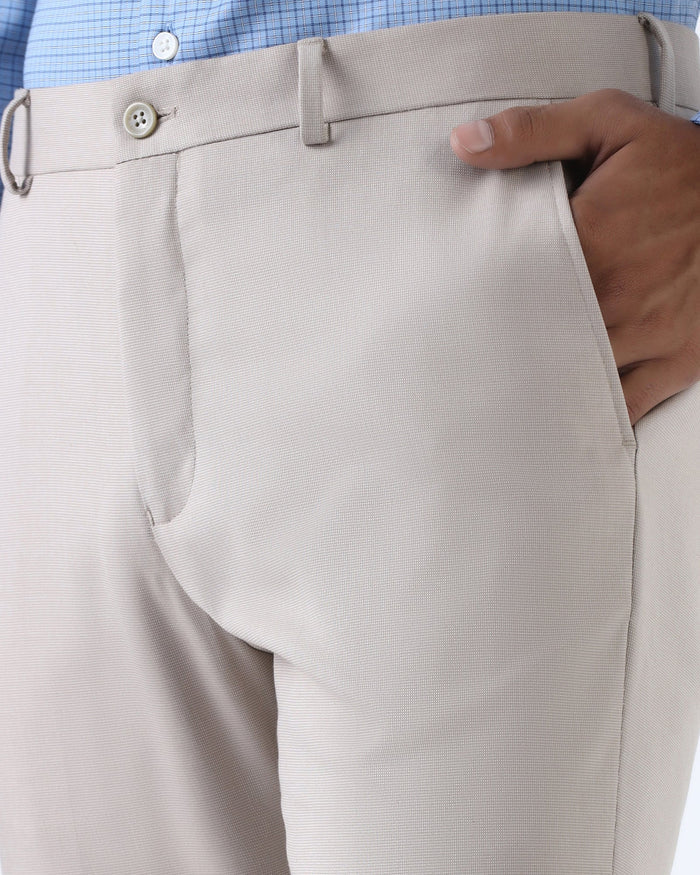 Beige Textured Trouser - Gaezry