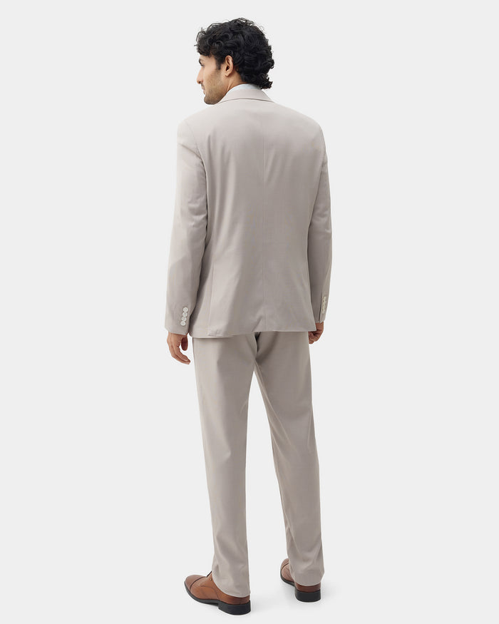 Beige Three Piece Textured Suit - Amster