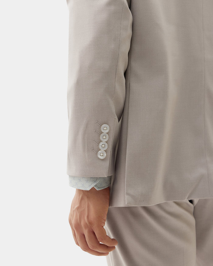 Beige Three Piece Textured Suit - Amster