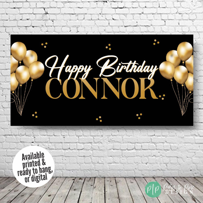 Gold sparkle banner for adult birthday or retirement