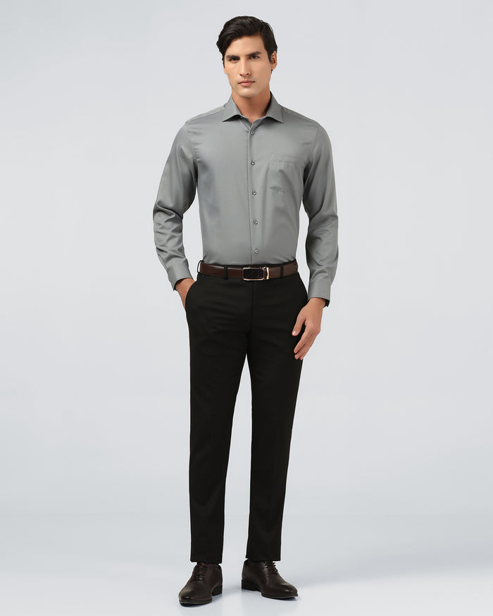 Black Solid Trouser - Black-275