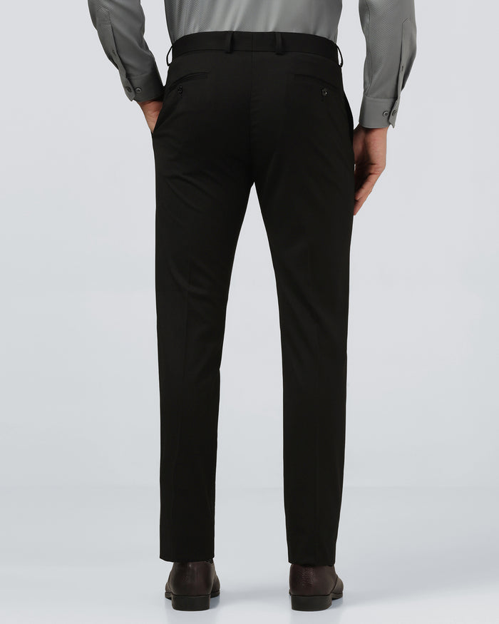 Black Solid Trouser - Black-275