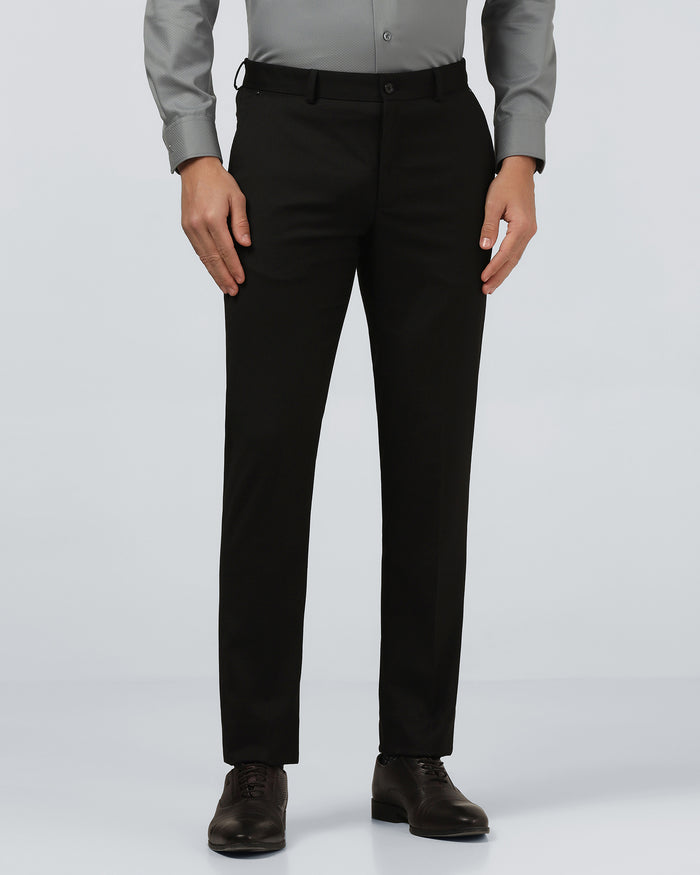 Black Solid Trouser - Black-275