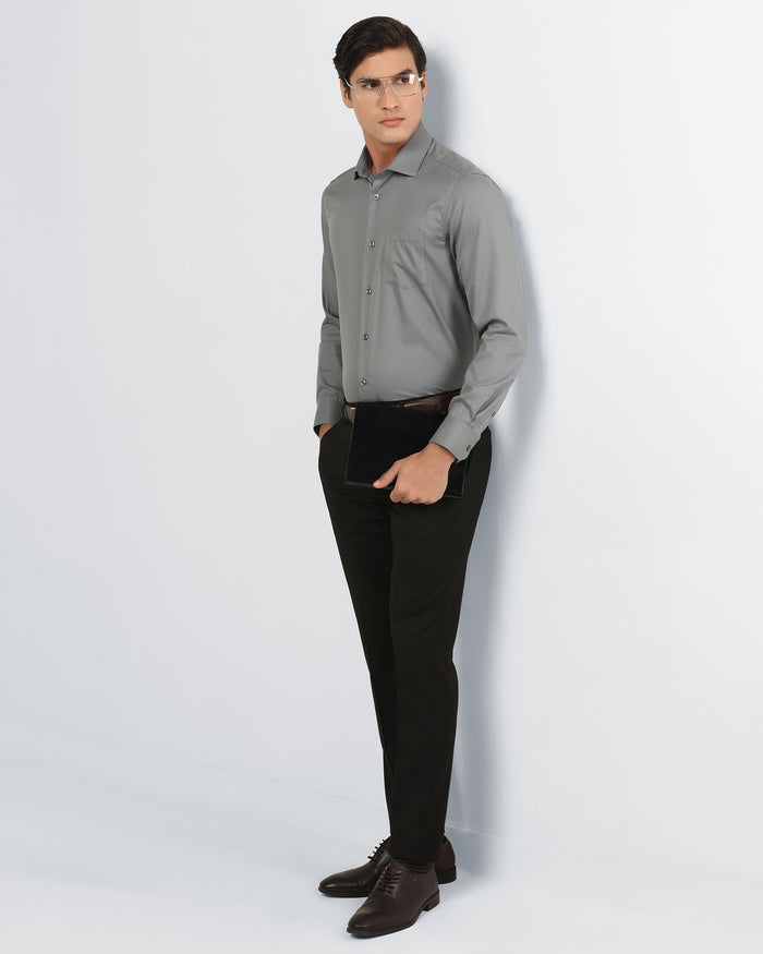 Black Solid Trouser - Black-275