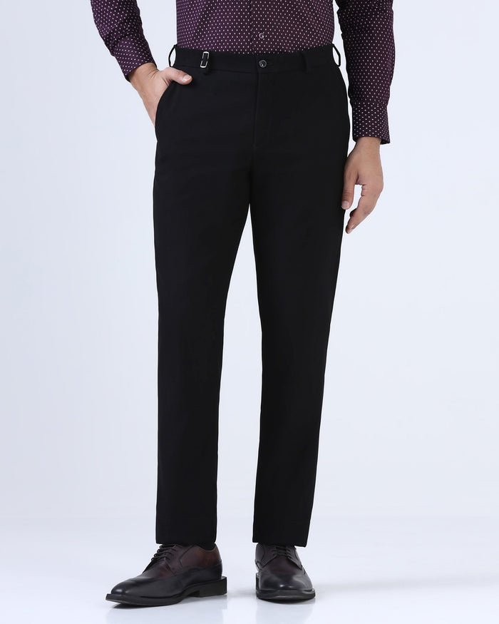 Black Stripe Trouser - Black-277