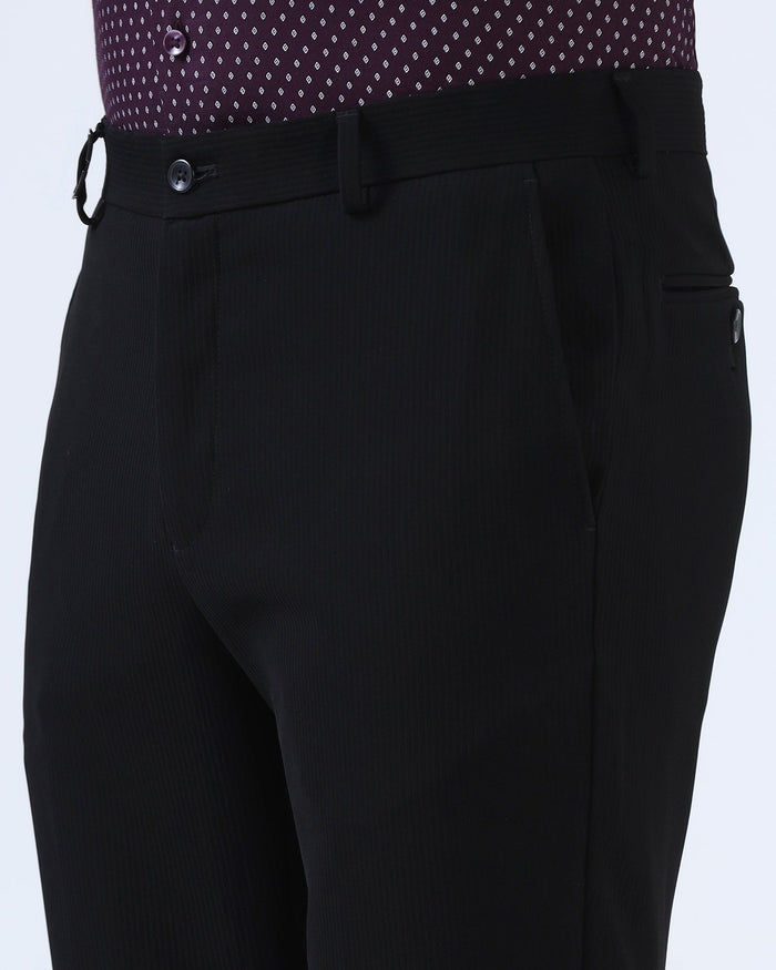 Black Stripe Trouser - Black-277